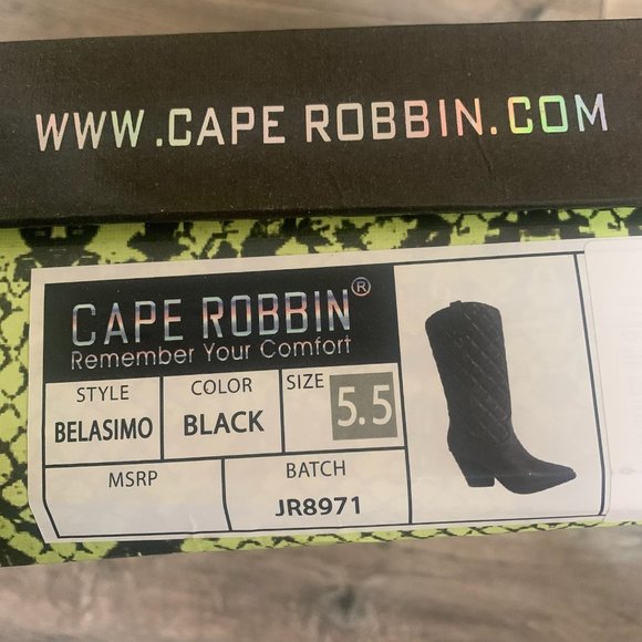 NWT CAPE ROBBIN BELASIMO QUILTED WESTERN POINTY TOE BLACK BOOTS 5.5, 6.5, 7.5 - Picture 11 of 13